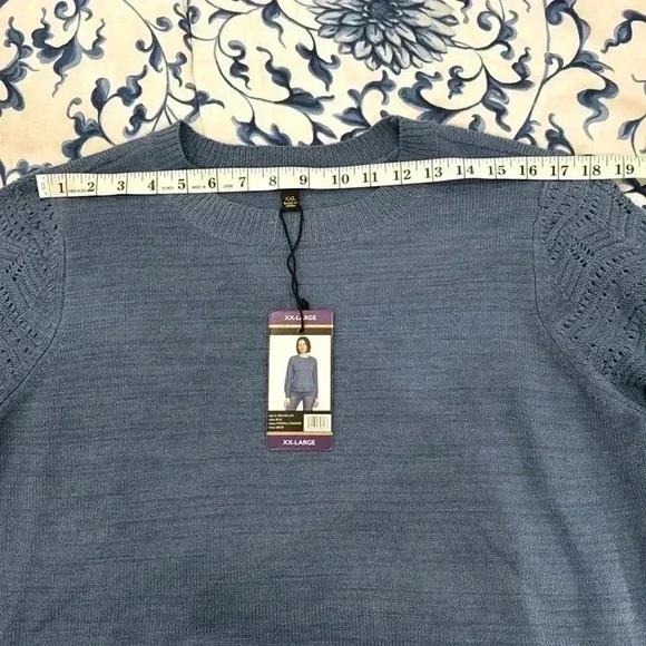 Christian Siriano New York size XXL long sleeve blue pointelle sweater, … - Picture 8 of 10